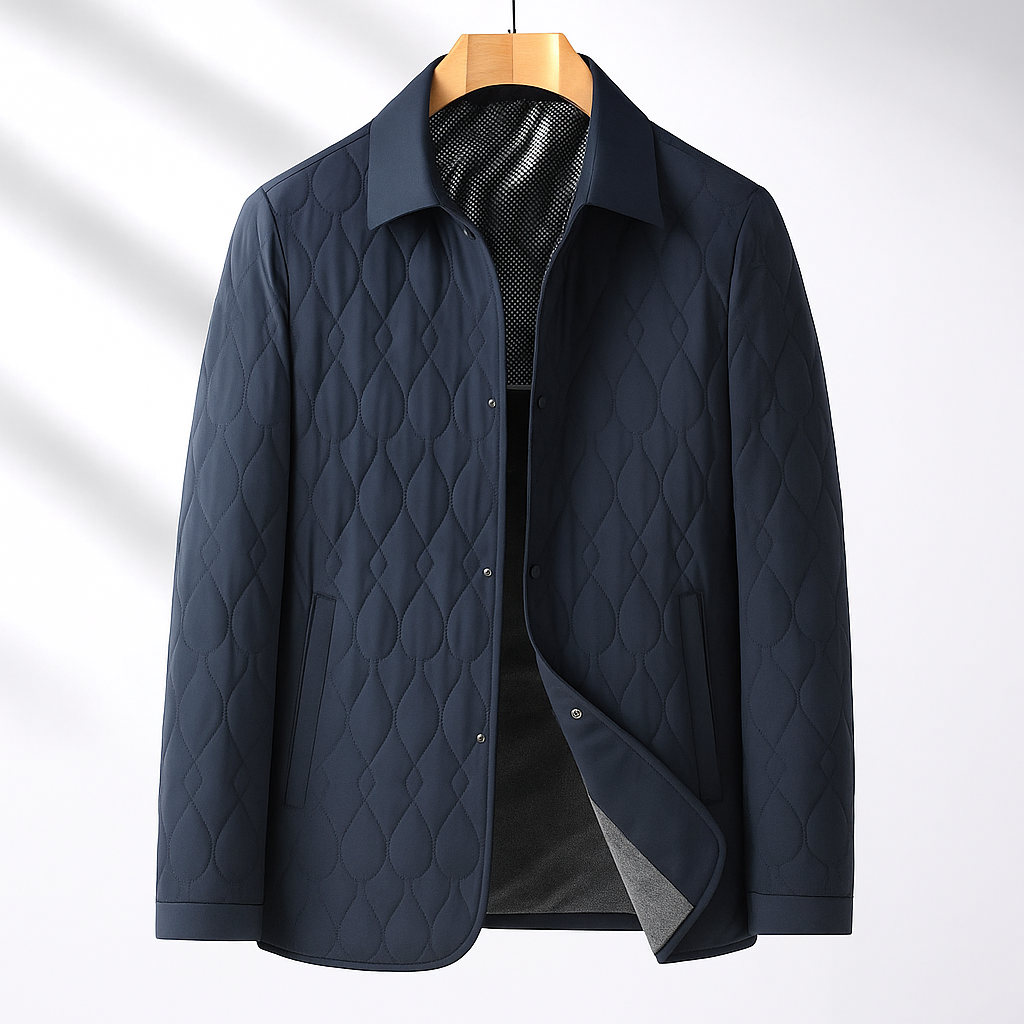 Men's Quilted Jacket | Button Front Plush Lined Zip Pocket