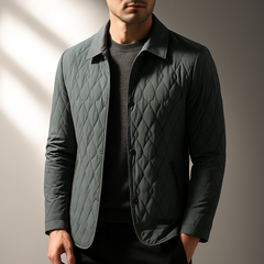 Men's Quilted Jacket | Button Front Plush Lined Zip Pocket