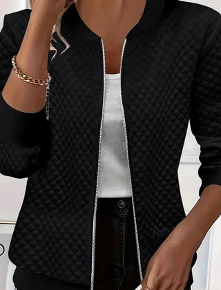 Women's Quilted Jacket | Diamond Stitch Zip Front