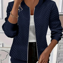 Women's Quilted Jacket | Diamond Stitch Zip Front