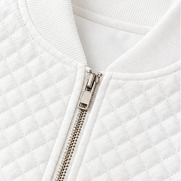 Women's Quilted Jacket | Diamond Stitch Zip Front