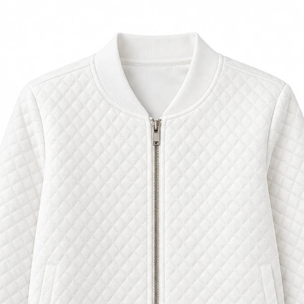 Women's Quilted Jacket | Diamond Stitch Zip Front