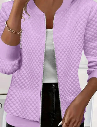 Women's Quilted Jacket | Diamond Stitch Zip Front
