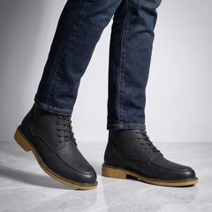 Boots For Men | Leather Moc Toe Lace Up