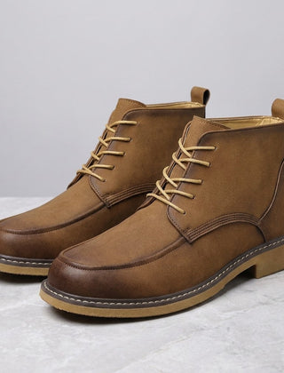 Boots For Men | Leather Moc Toe Lace Up