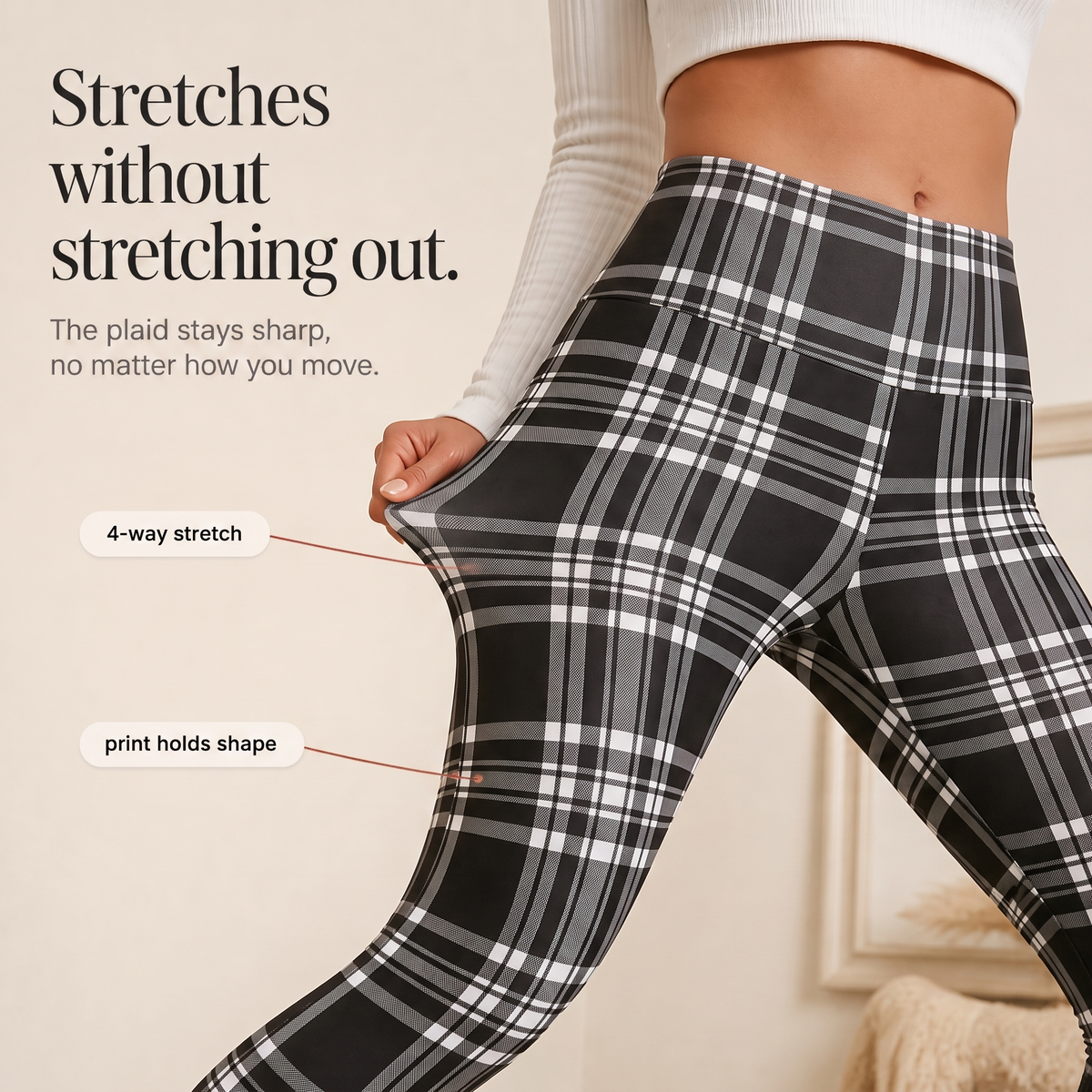 Women's Leggings | Plaid Thermal Brushed High Waist