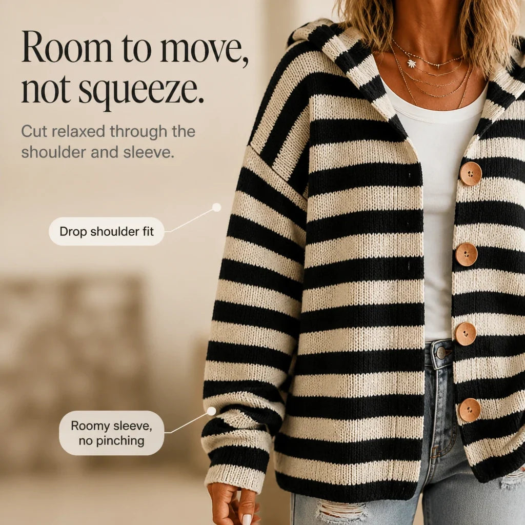 Women's Cardigan | Striped Hooded Knit