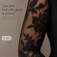 Women's Formal Dress | Lace Sleeve Wrap Asymmetric Hem