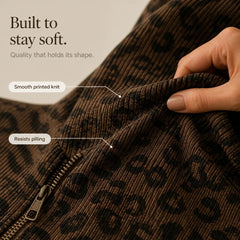 Women's Sweatshirt | Leopard Print Oversized Quarter Zip
