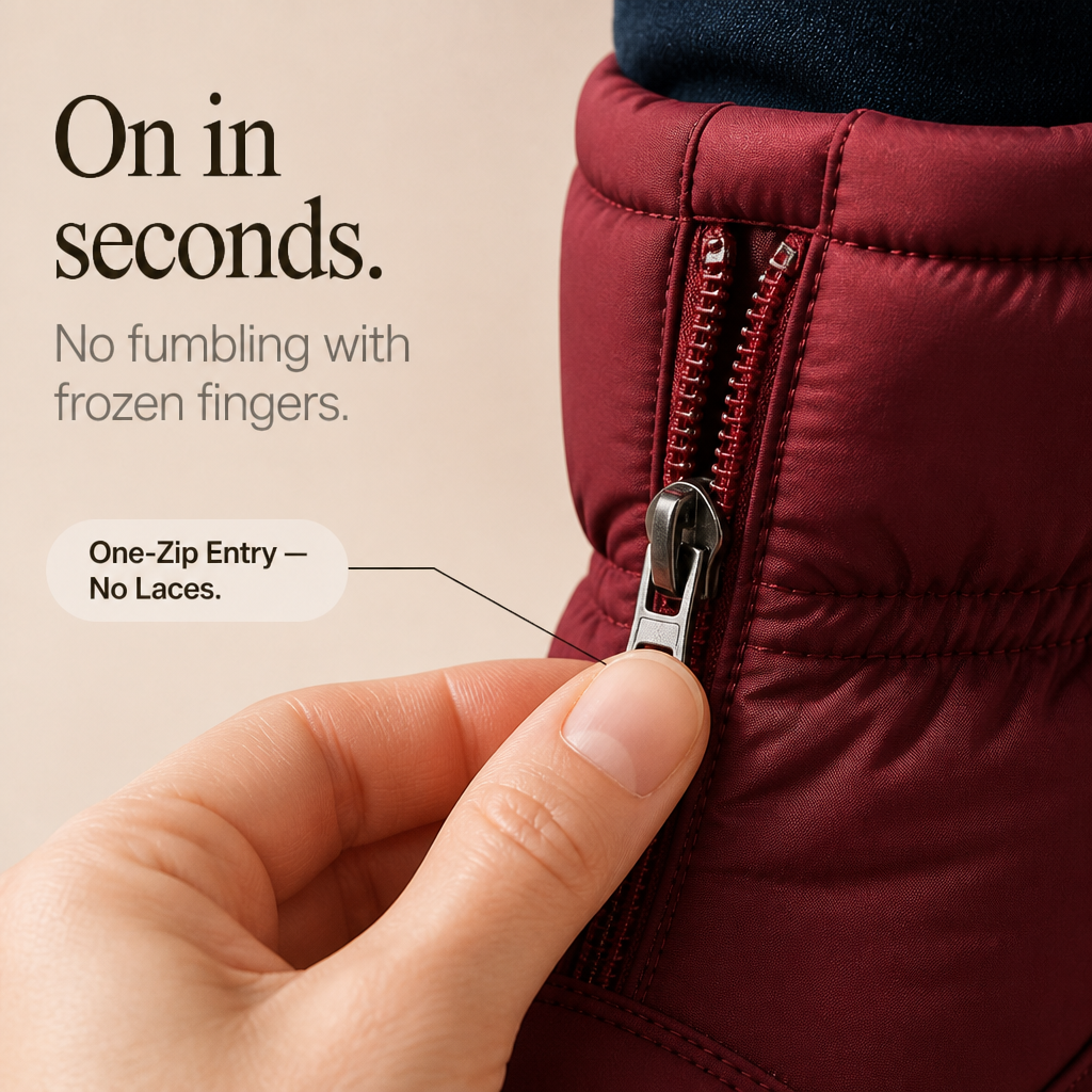 Boots For Women | Quilted Zip Up Mid Calf Snow