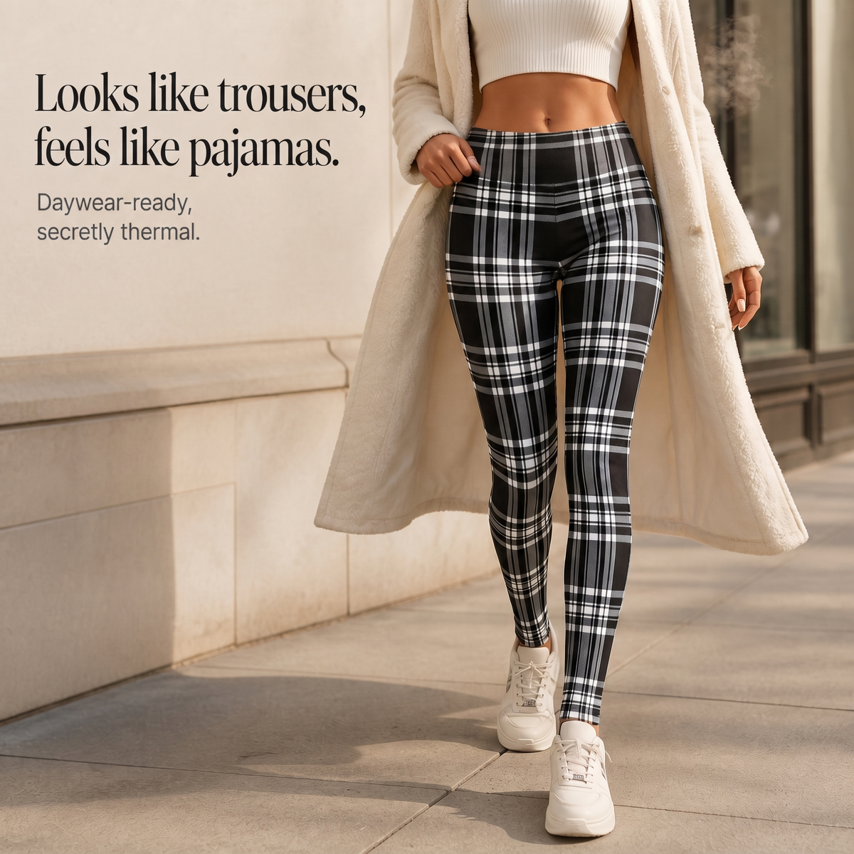 Women's Leggings | Plaid Thermal Brushed High Waist