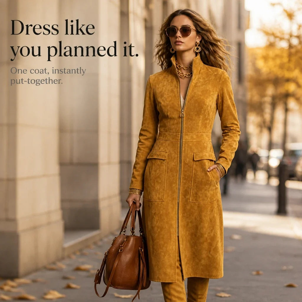 Women's Coat | Fitted Stand Collar Longline