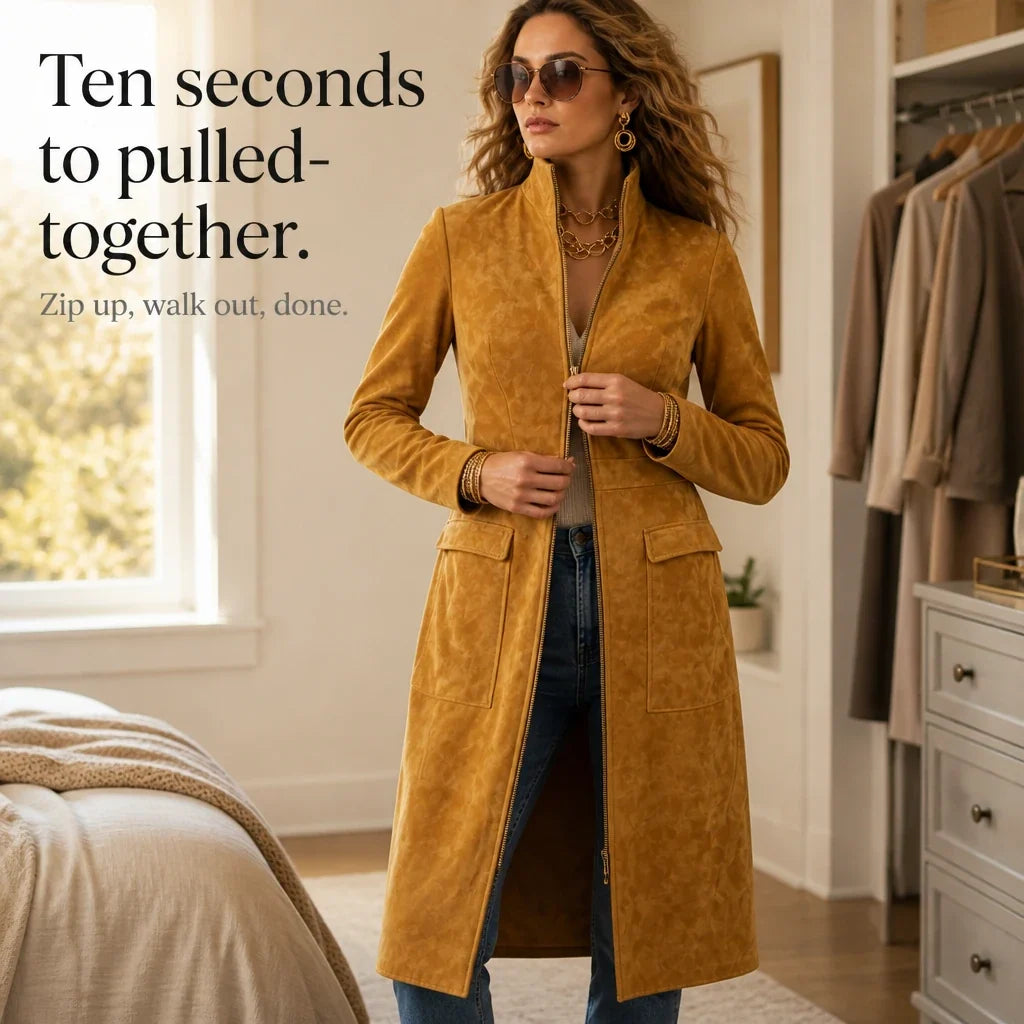 Women's Coat | Fitted Stand Collar Longline