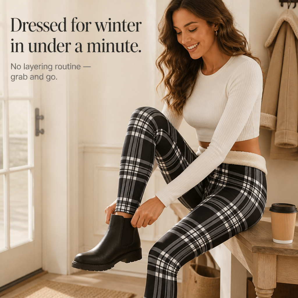 Women's Leggings | Plaid Thermal Brushed High Waist
