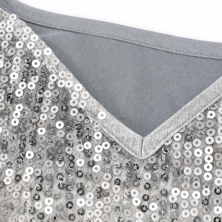 Women's Sequin Top | V Neck Long Sleeve
