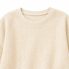 Women's Sweater | Waffle Knit Round Neck Pullover