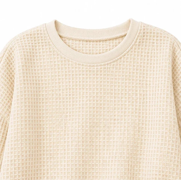 Women's Sweater | Waffle Knit Round Neck Pullover