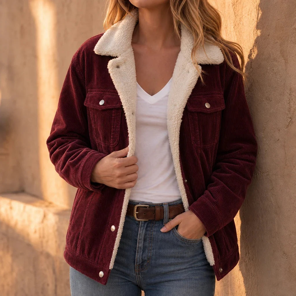 Women's Corduroy Jacket | Sherpa Lined Button Front