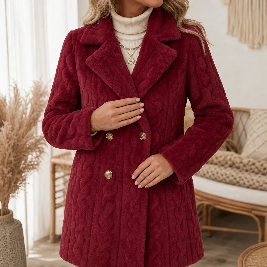 Women's Winter Coat | Textured Double Breasted