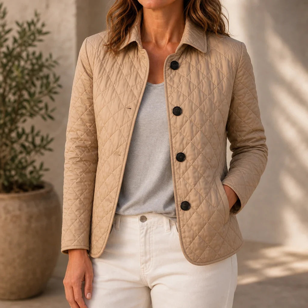 Women's Quilted Jacket | Button Front Padded Mid Season