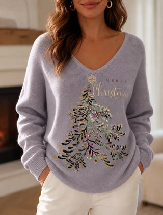 Women's Christmas Sweater | Tree Graphic Crew Neck