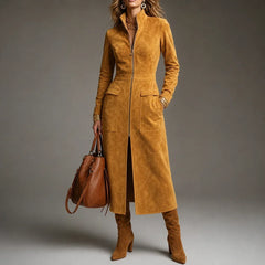 Women's Coat | Fitted Stand Collar Longline