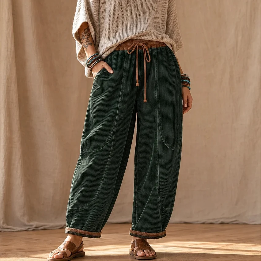 Women's Pants | Ribbed Corduroy Lantern Leg