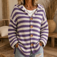 Women's Cardigan | Striped Hooded Knit