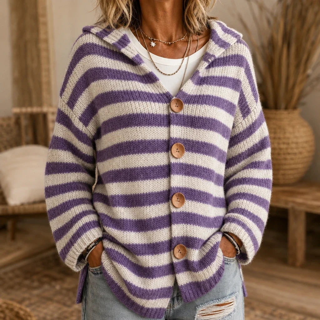 Women's Cardigan | Striped Hooded Knit
