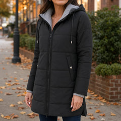 Women's Winter Coat | Long Quilted Hooded Puffer