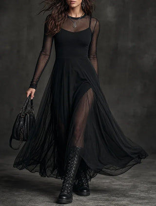 Women's Evening Dress | Tulle Patchwork Maxi