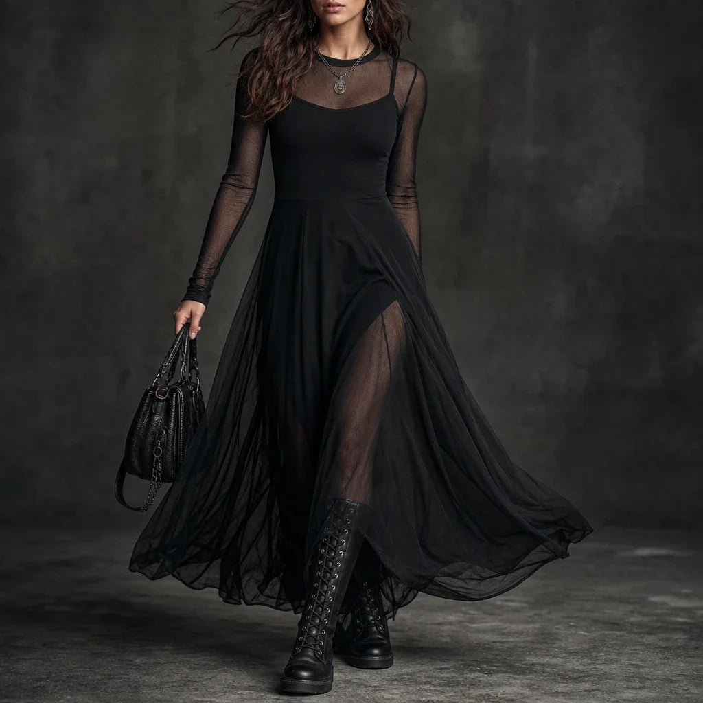 Women's Evening Dress | Tulle Patchwork Maxi