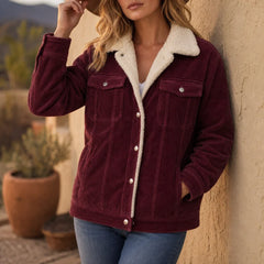 Women's Corduroy Jacket | Sherpa Lined Button Front