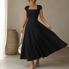 Women's Midi Dress | Square Neck Fitted Bodice A Line