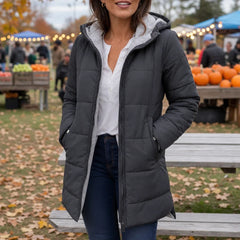 Women's Winter Coat | Long Quilted Hooded Puffer
