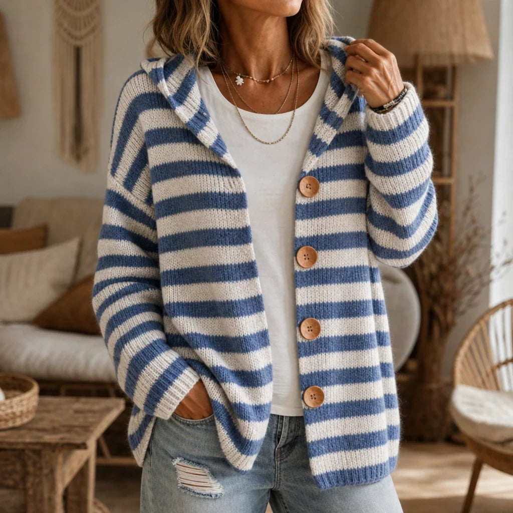 Women's Cardigan | Striped Hooded Knit