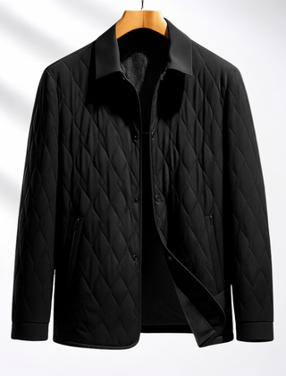 Men's Quilted Jacket | Button Front Plush Lined Zip Pocket