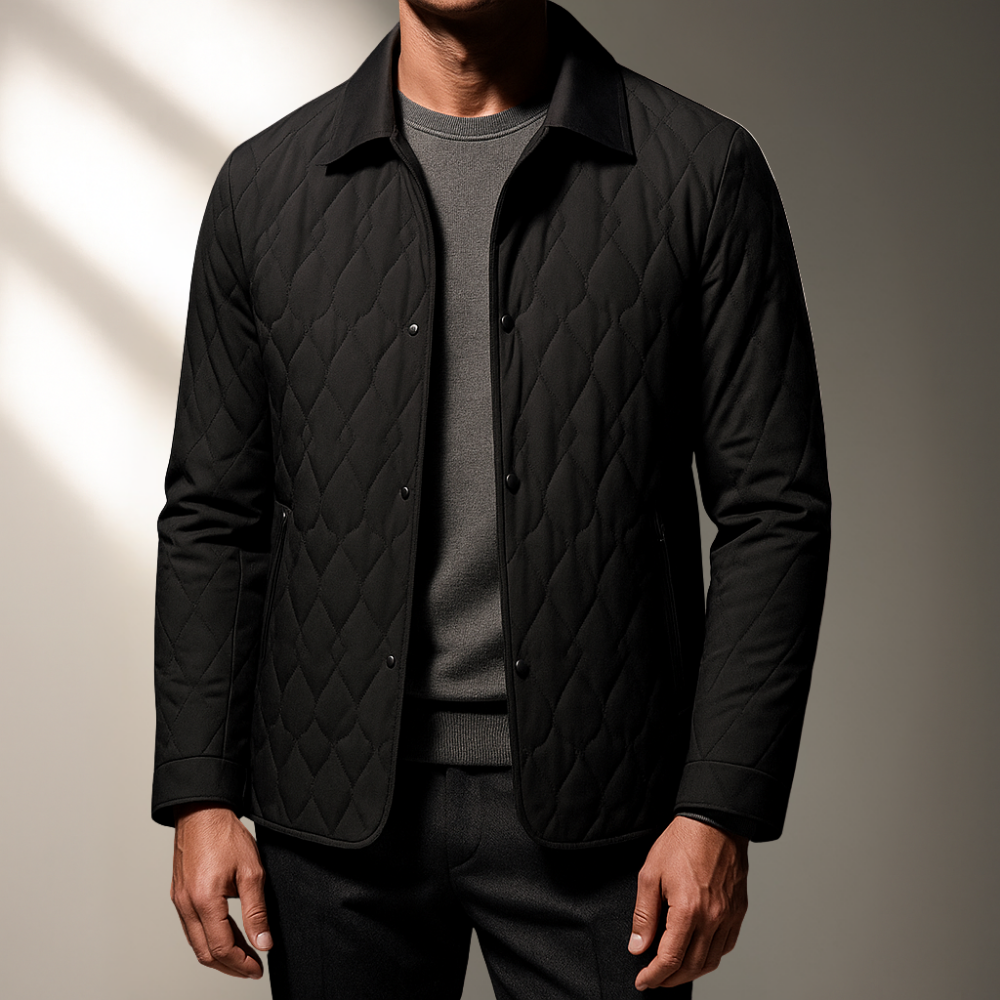 Men's Quilted Jacket | Button Front Plush Lined Zip Pocket