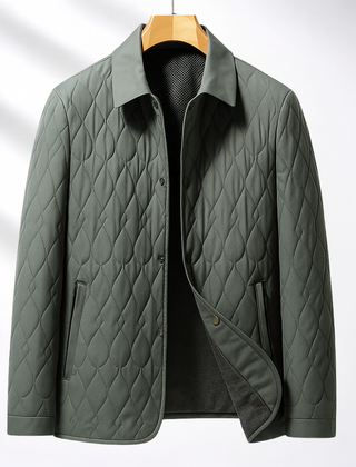 Men's Quilted Jacket | Button Front Plush Lined Zip Pocket