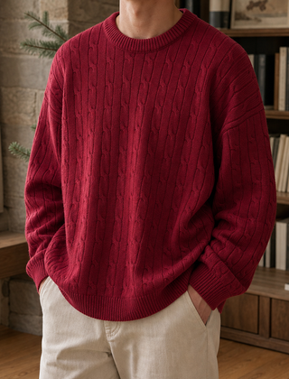Men's Sweater | Cable Knit Crew Neck