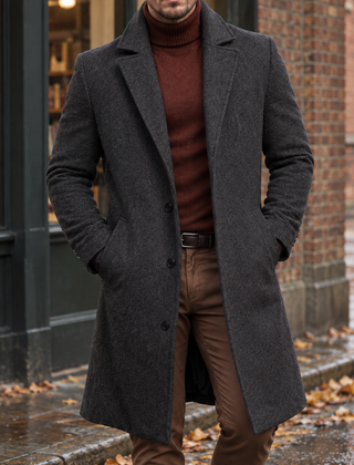 Men's Overcoat | Tailored Notch Lapel Knee Length