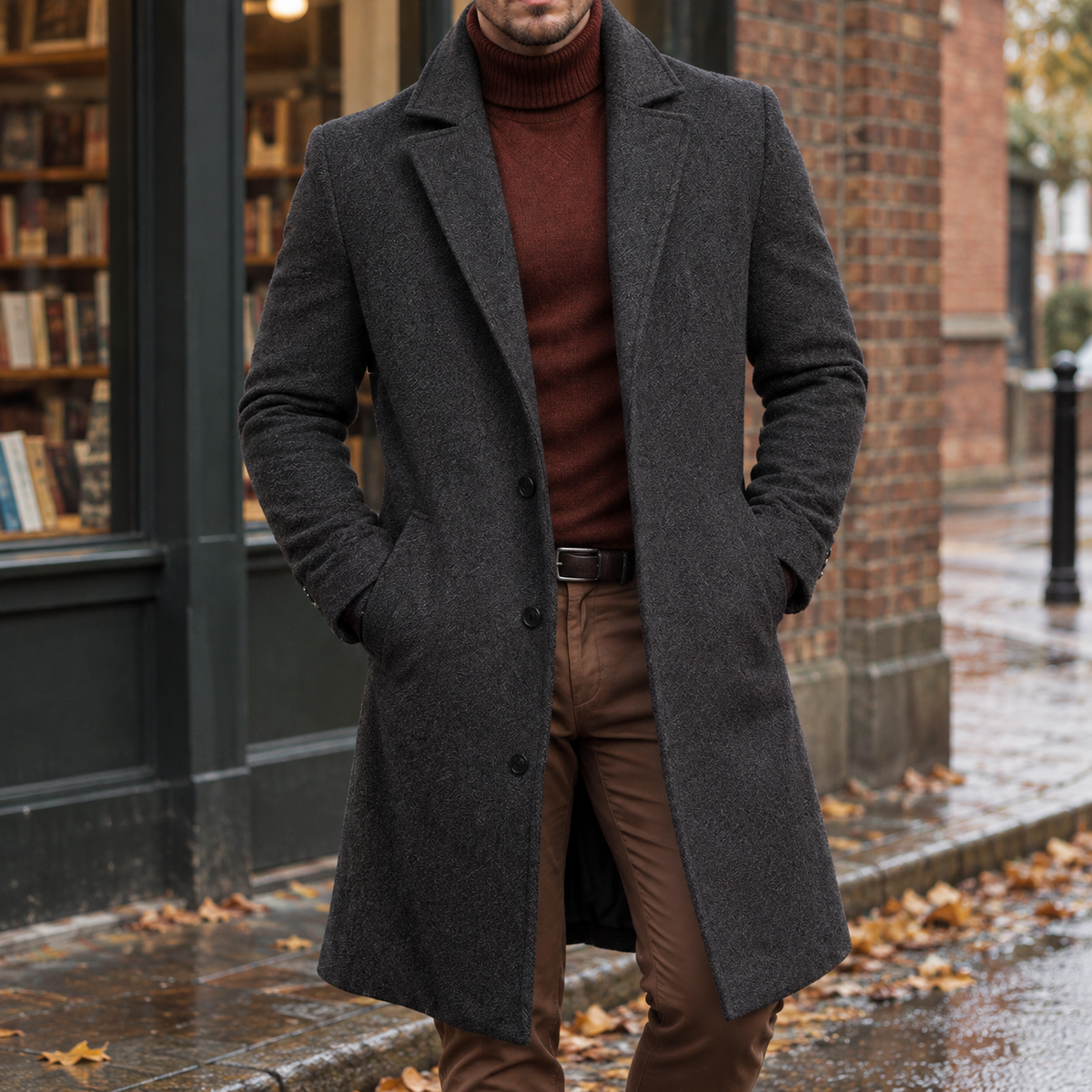 Men's Overcoat | Tailored Notch Lapel Knee Length