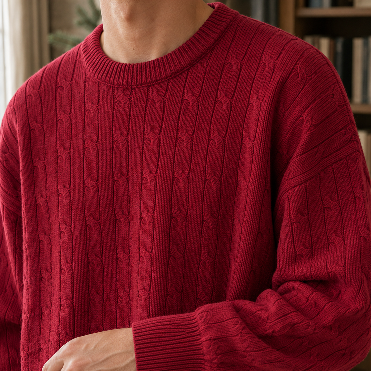 Men's Sweater | Cable Knit Crew Neck
