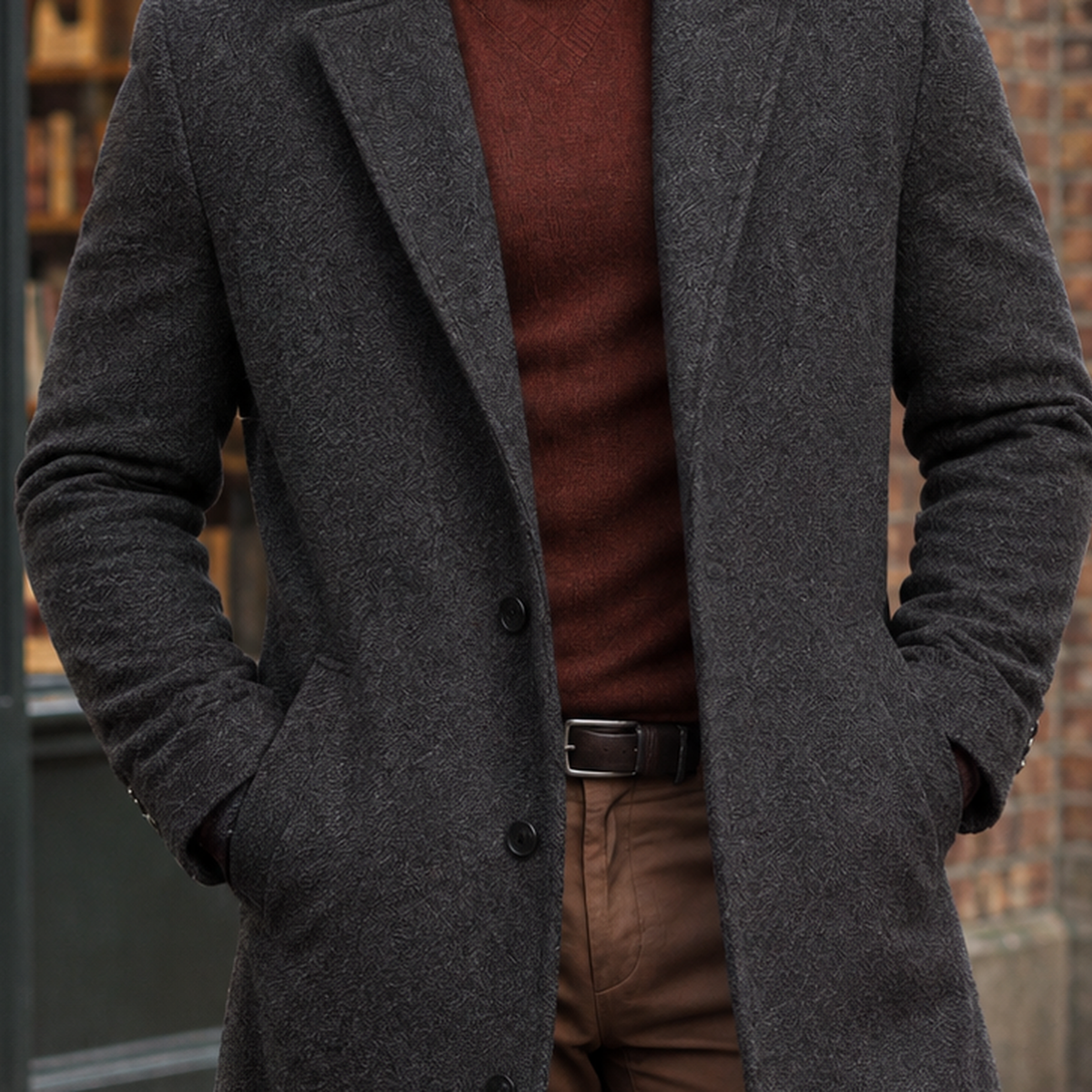 Men's Overcoat | Tailored Notch Lapel Knee Length