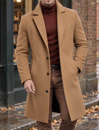 Men's Overcoat | Tailored Notch Lapel Knee Length