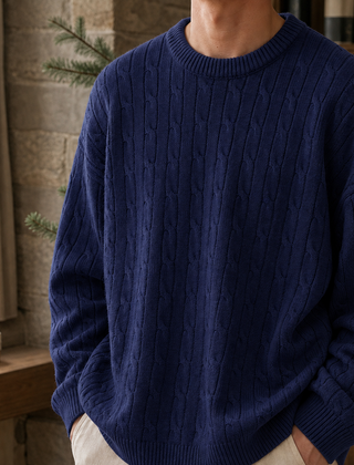 Men's Sweater | Cable Knit Crew Neck