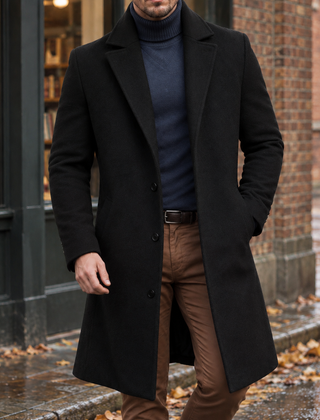 Men's Overcoat | Tailored Notch Lapel Knee Length