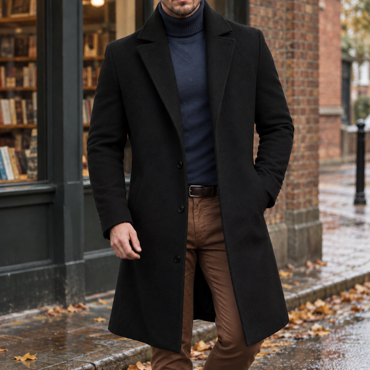Men's Overcoat | Tailored Notch Lapel Knee Length