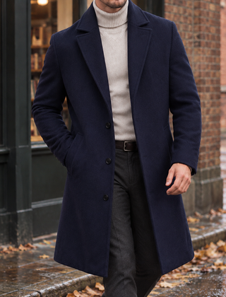 Men's Overcoat | Tailored Notch Lapel Knee Length