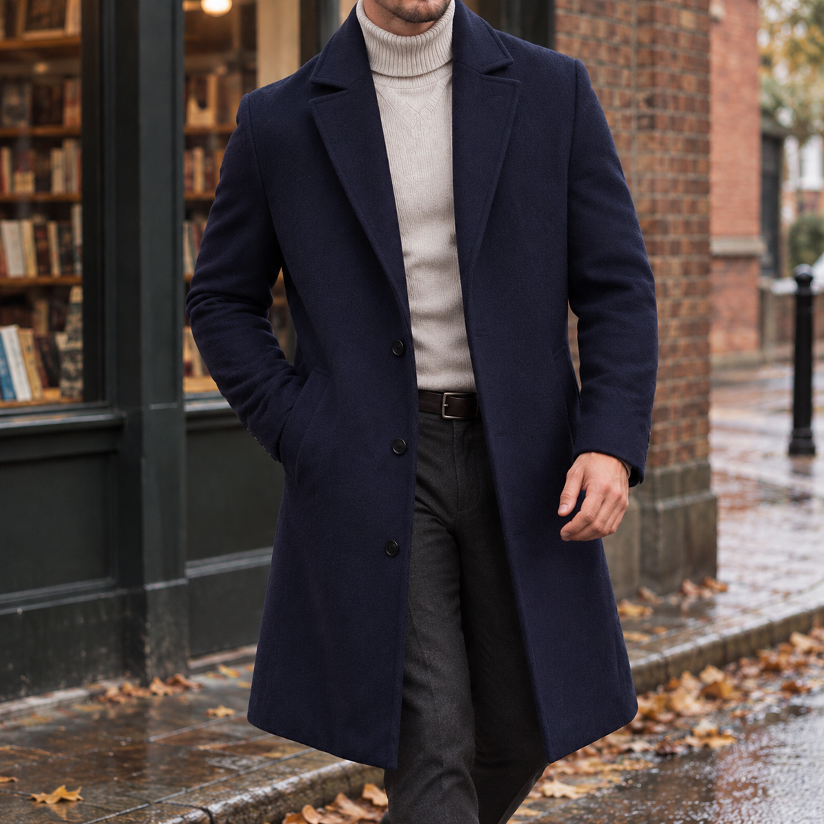 Men's Overcoat | Tailored Notch Lapel Knee Length